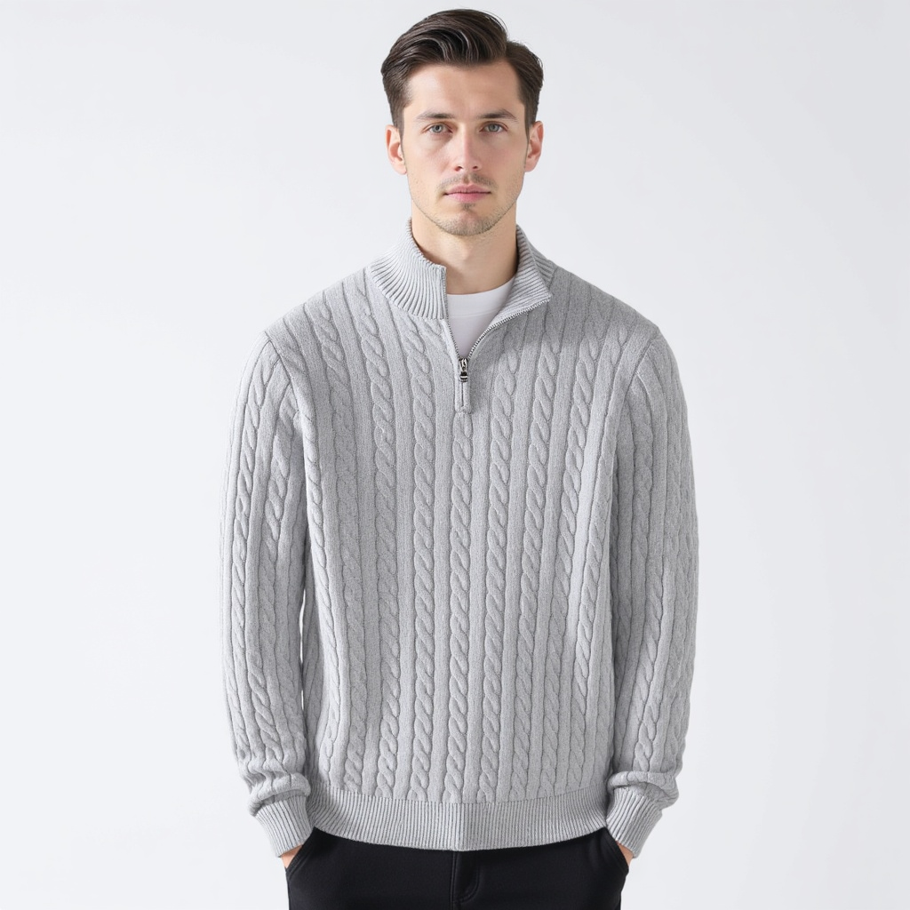 Declan | Cable-Knit Half-Zip Sweater - view 7