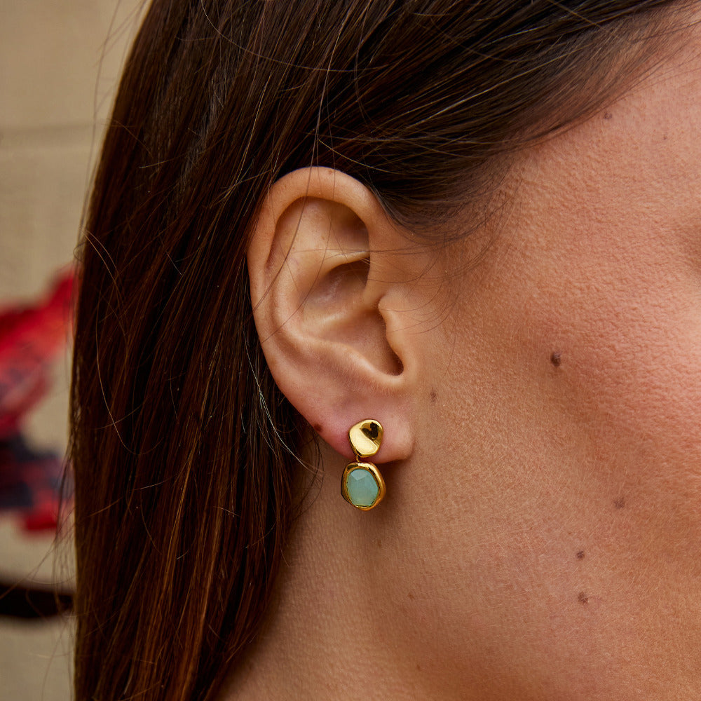Grace - Gold Aquamarine Drop Earrings