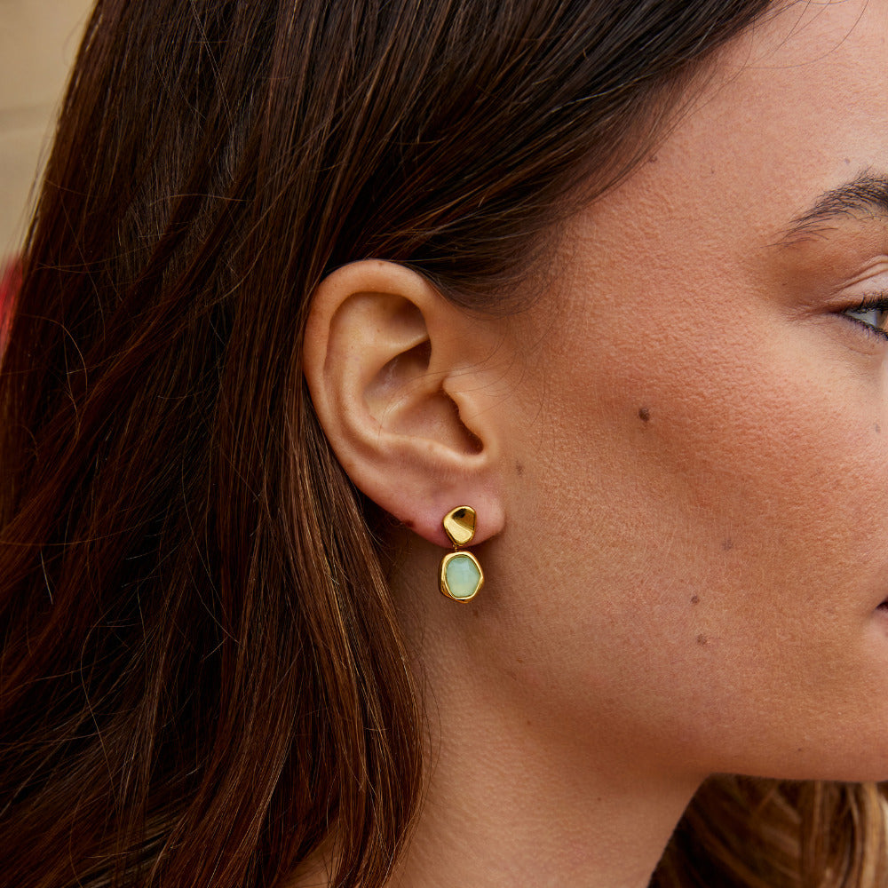Grace - Gold Aquamarine Drop Earrings