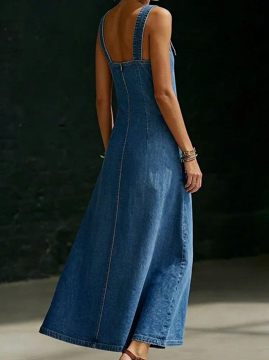 Alice - Buttoned Denim Maxi Dress