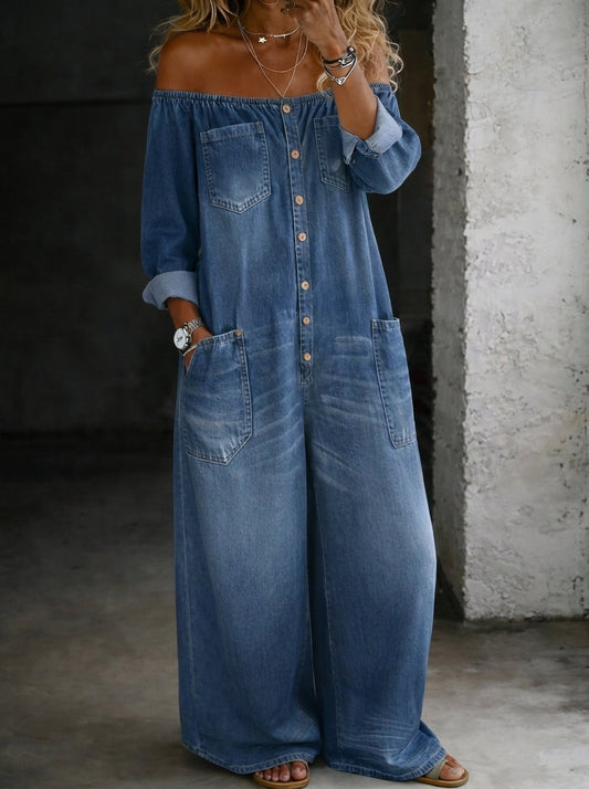 Anaïs - Off-Shoulder Denim Jumpsuit