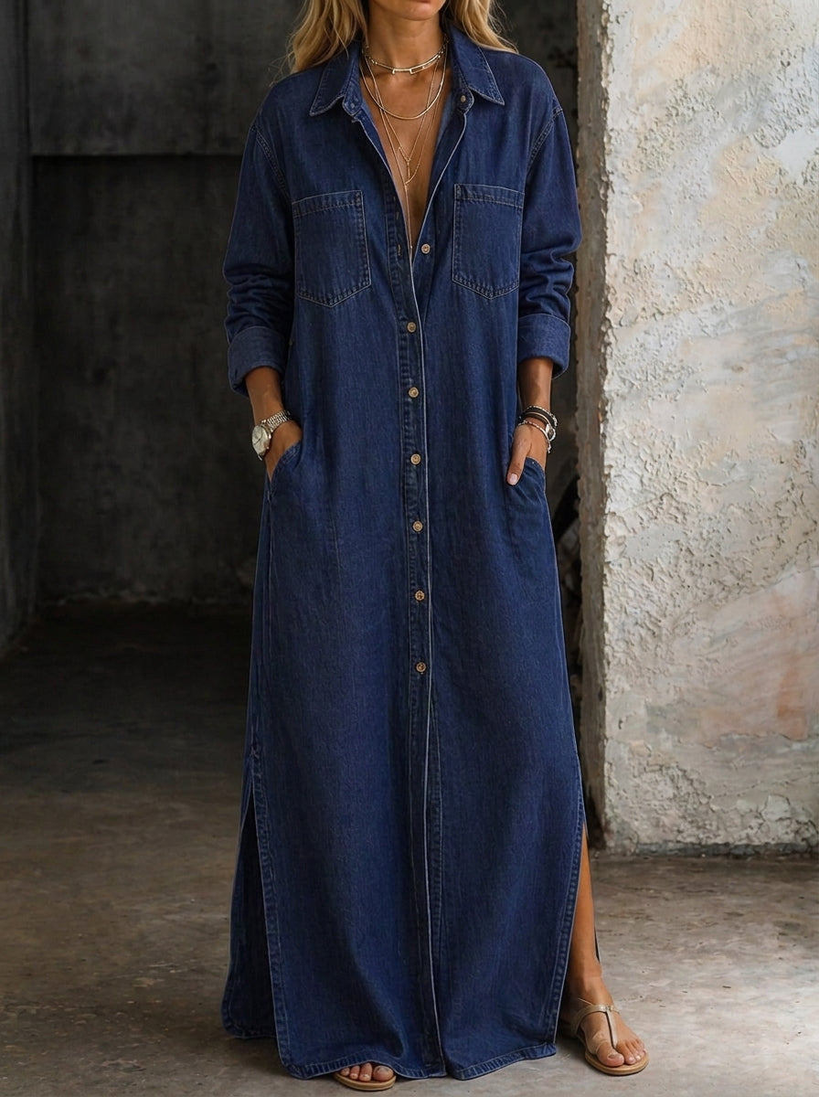 Océane - Button-Front Denim Shirt Dress