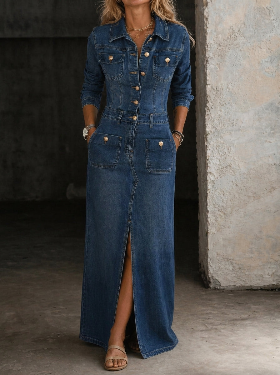 Sarah - Classic Denim Shirt Dress