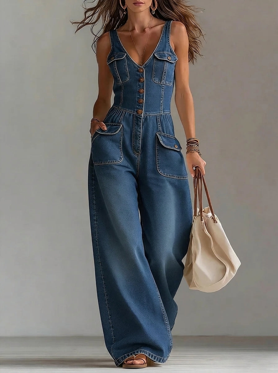 Ivy - Sleeveless Denim Jumpsuit