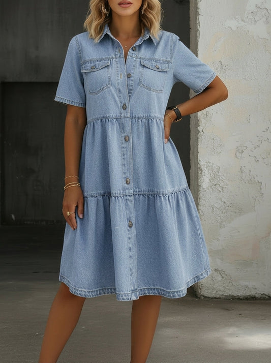 Coralie - Casual Denim Midi Dress