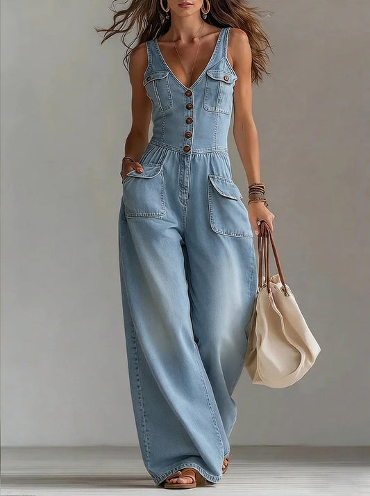 Ivy - Sleeveless Denim Jumpsuit