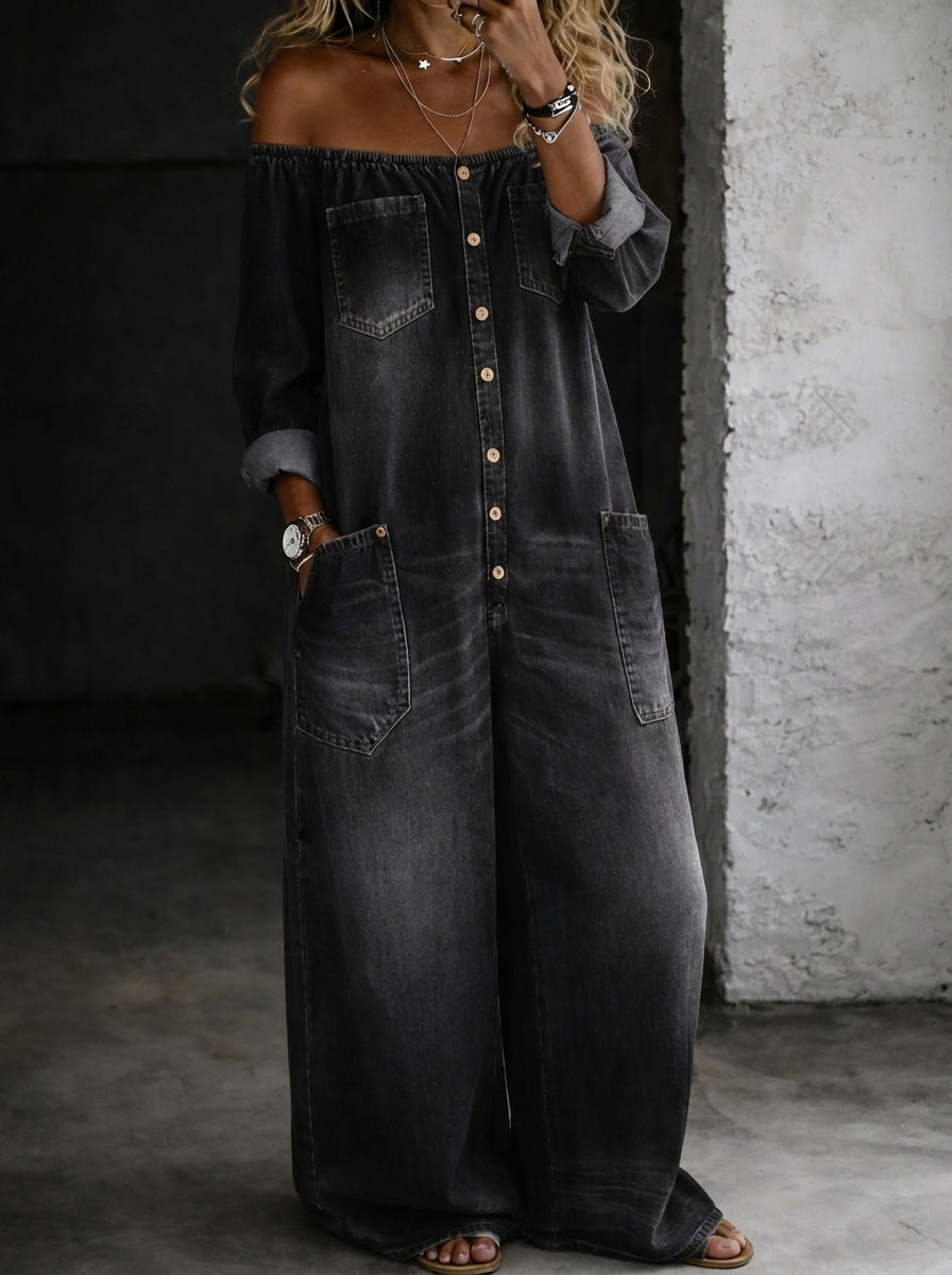 Anaïs - Off-Shoulder Denim Jumpsuit