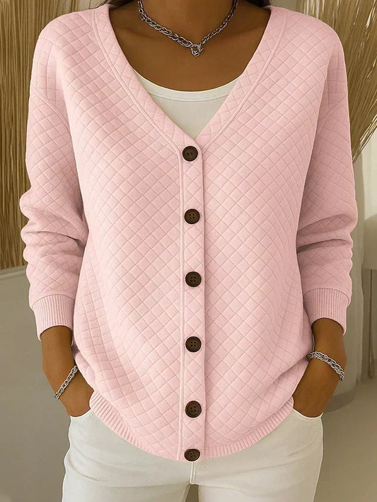 Rosalie - Quilted Button Knit Cardigan