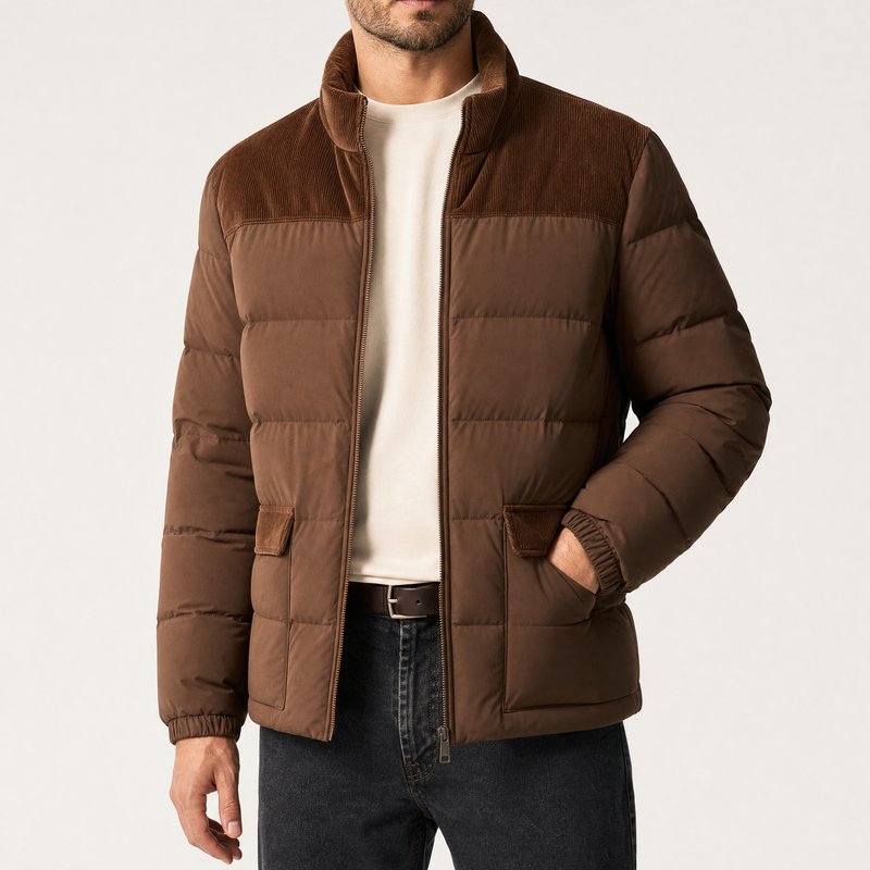 Brennan | Corduroy-Panel Puffer Jacket