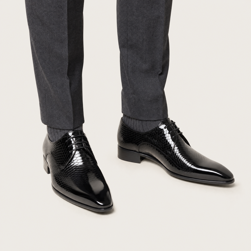 Laurent - Glossy Textured Derby Shoes