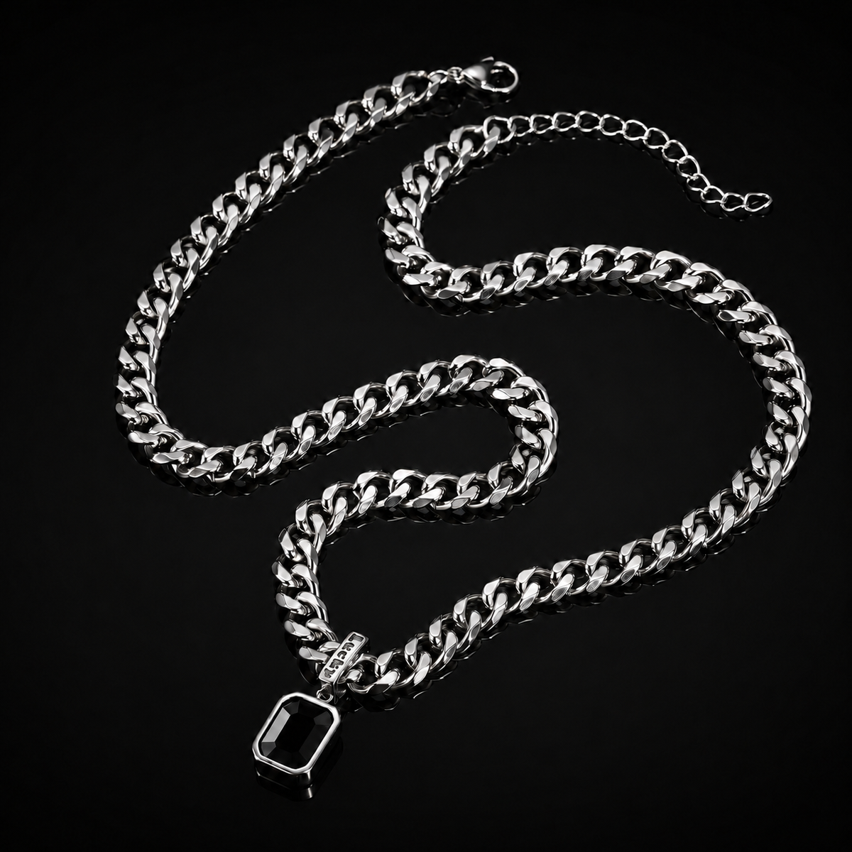 Lucas - Cuban Link Stone Necklace - view 2