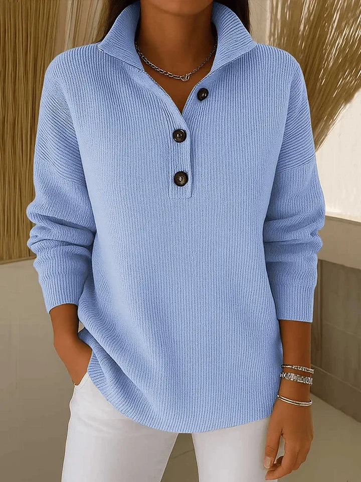 Elise - V-Neck Polo Sweater