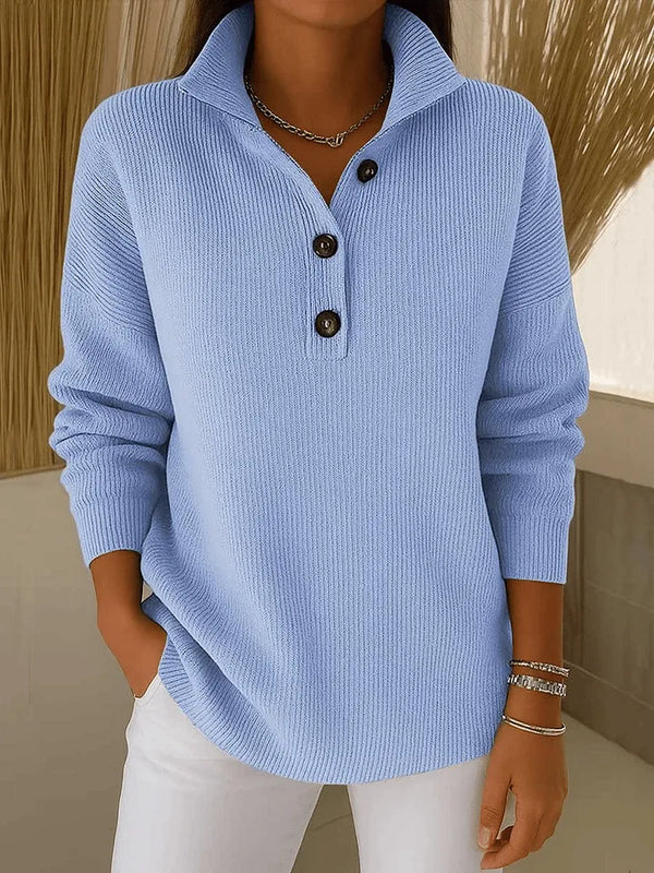Elise - V-Neck Polo Sweater