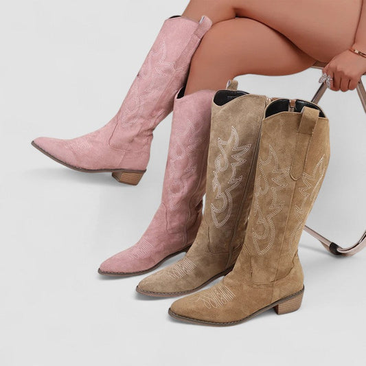 Savannah - Tall Suede Arch-Support Western Boots