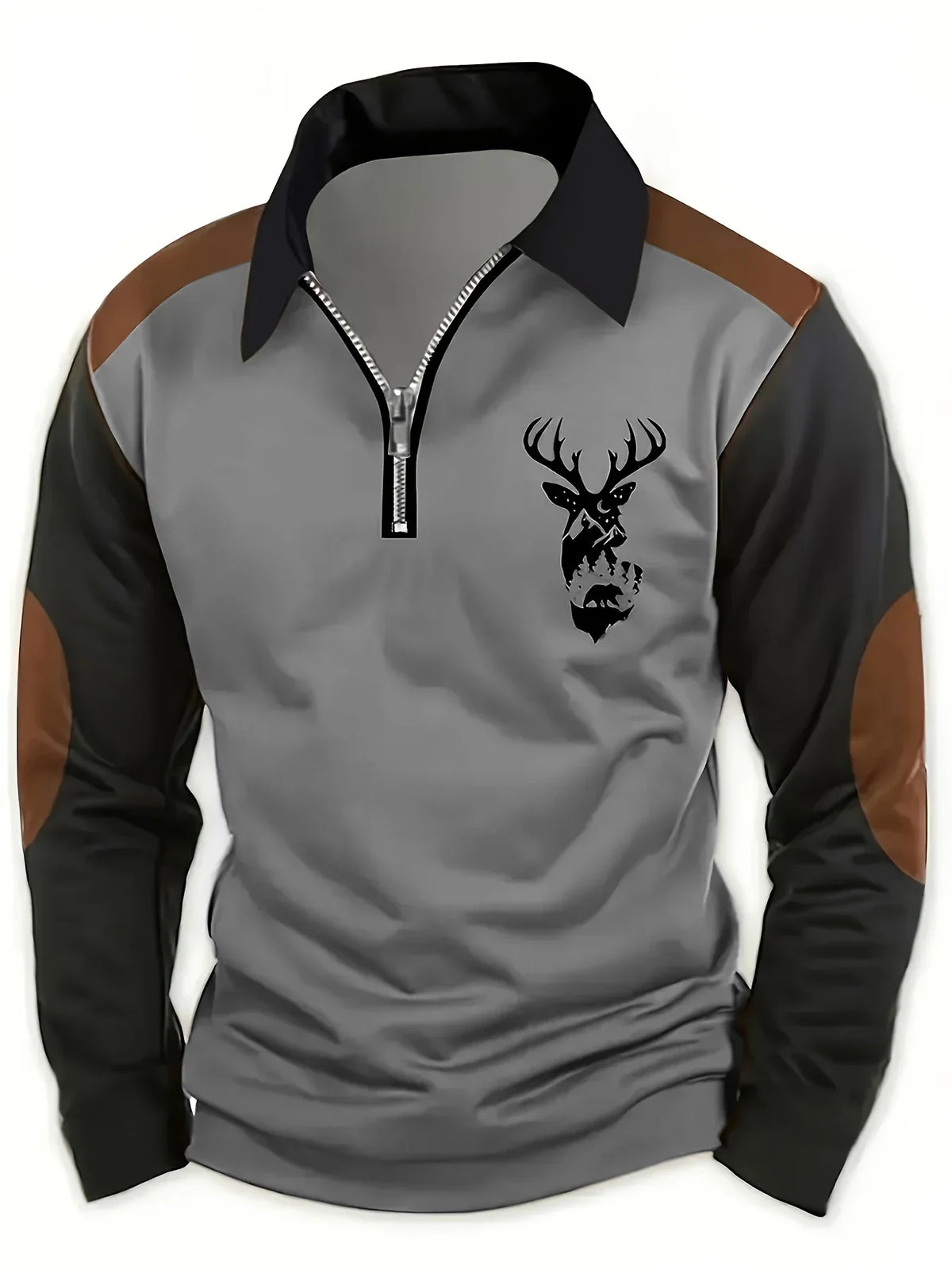 Peter - Deer Print Half-Zip Shirt