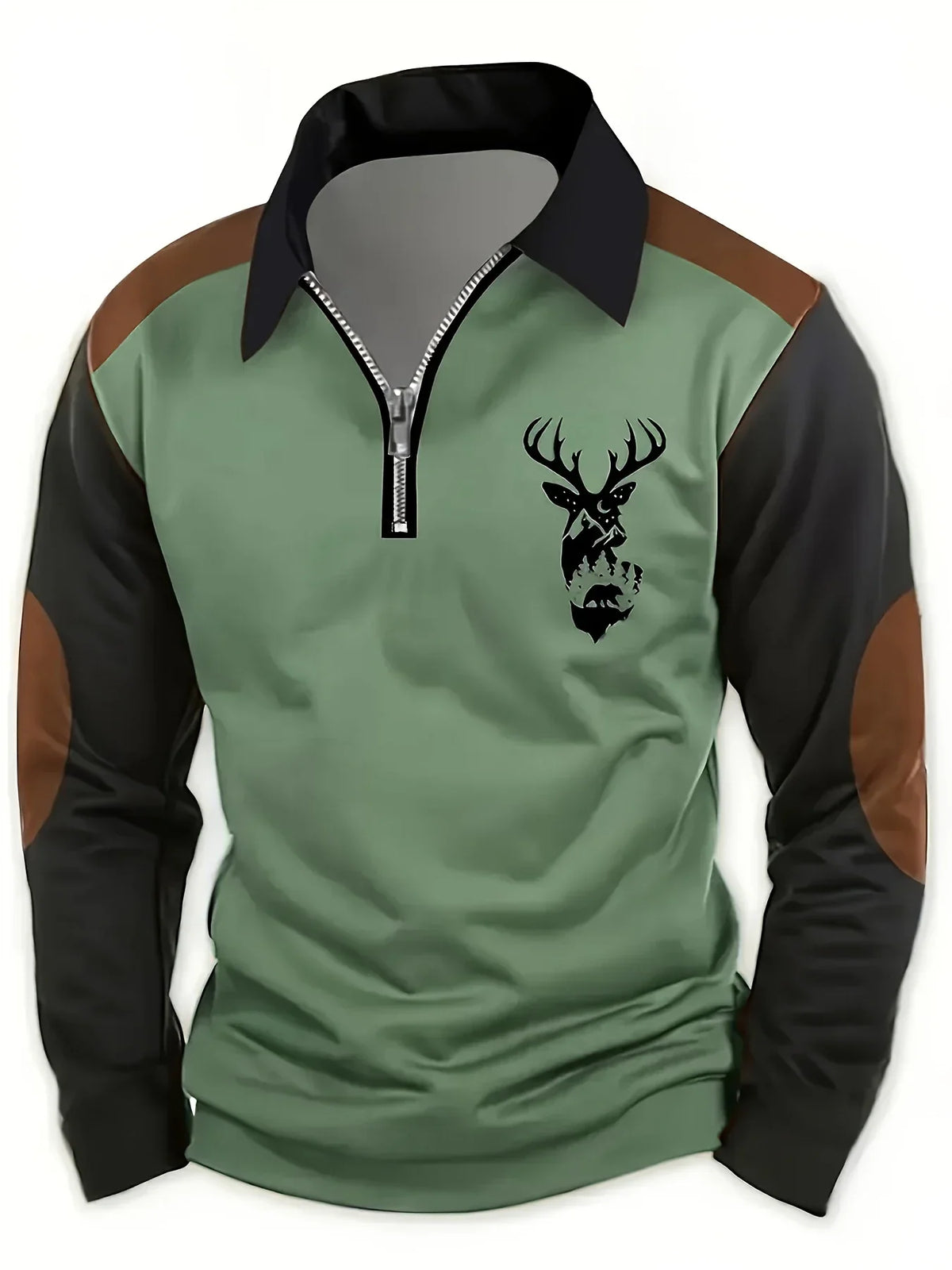 Peter - Deer Print Half-Zip Shirt