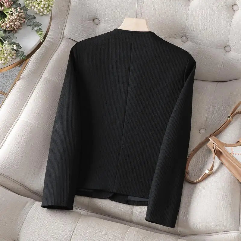 Evelyn - Pearl Button Textured Blazer - view 8
