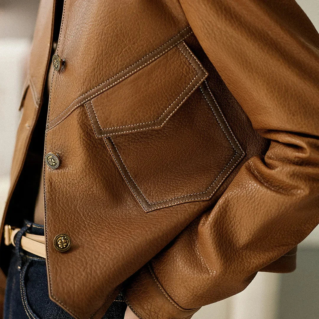 Sienna - Cropped Faux Leather Jacket - view 6