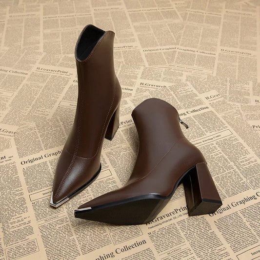 Isabella - Sleek Faux Leather Ankle Boots - view 2