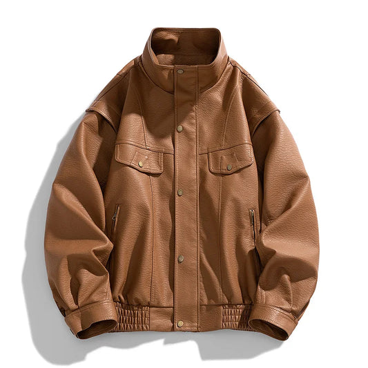 Maddox | Textured Leather Bomber Jacket