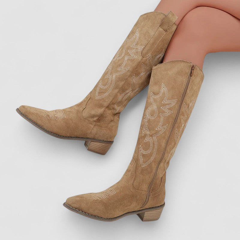 Savannah - Tall Suede Arch-Support Western Boots