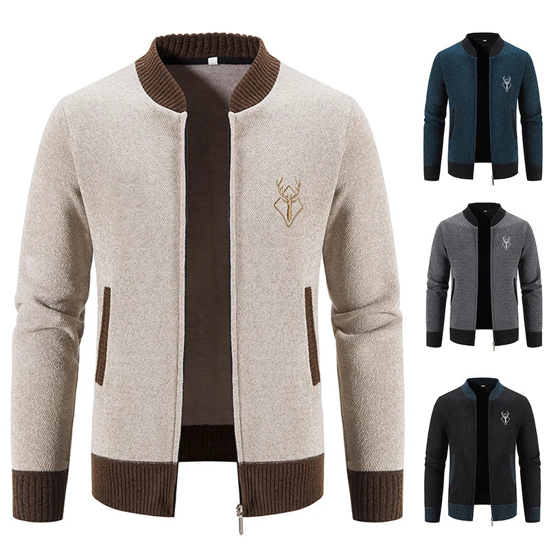 Pierre - Deer Emblem Zip Cardigan