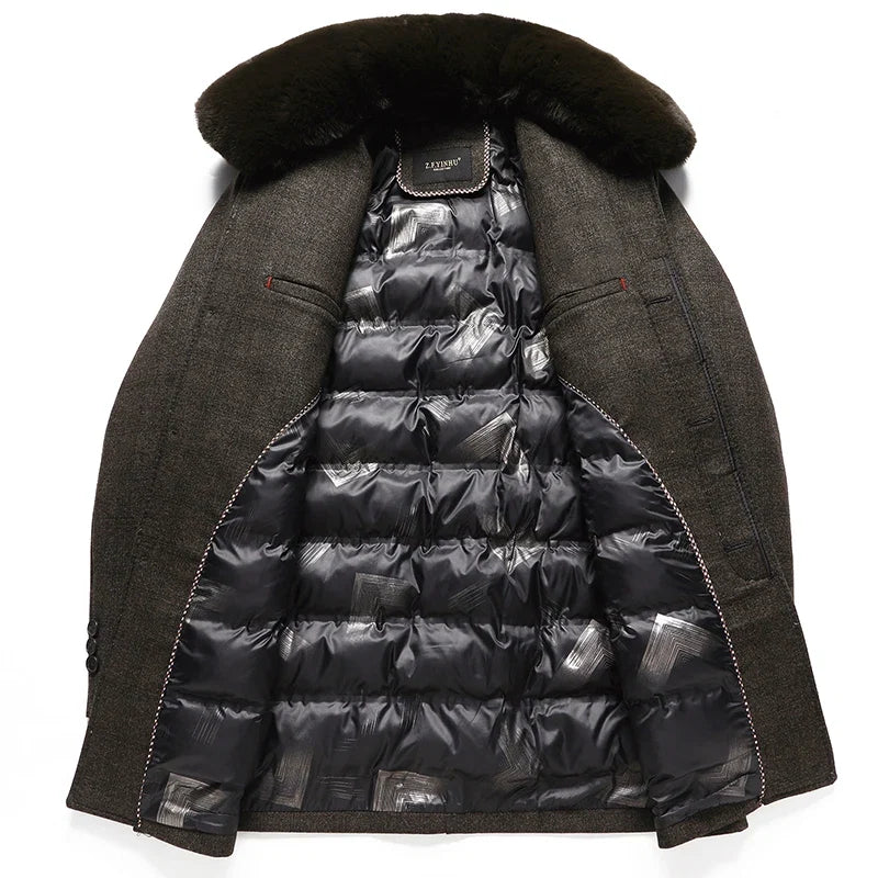 Alistair | Wool Coat with Detachable Fur Collar - view 7