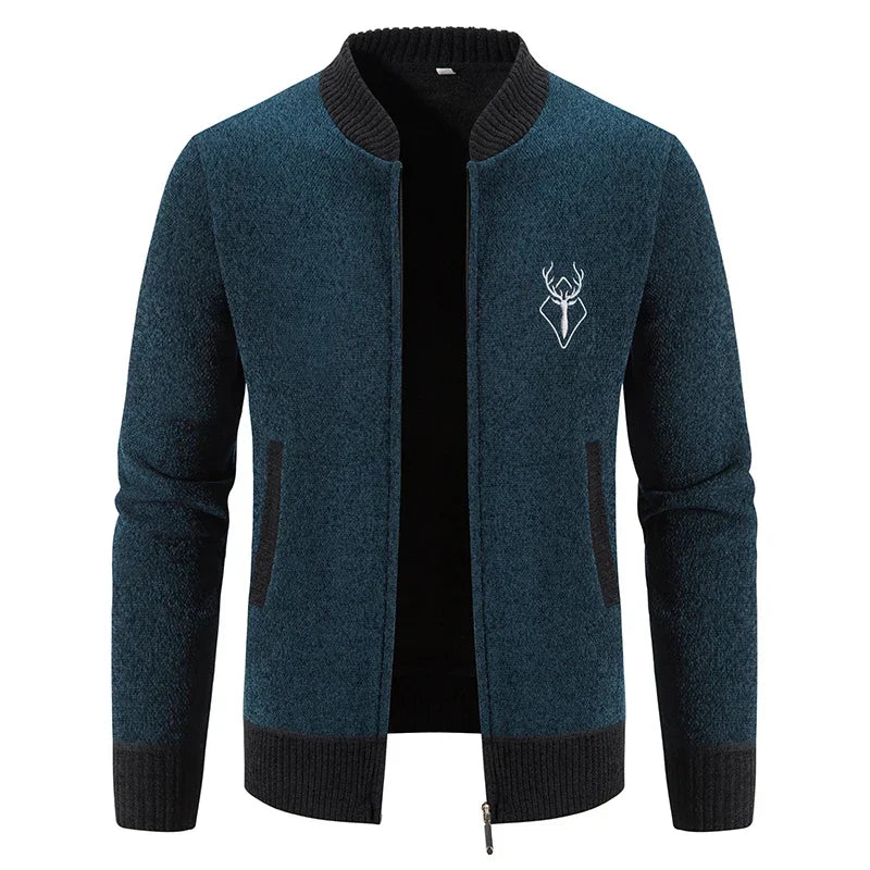 Pierre - Deer Emblem Zip Cardigan