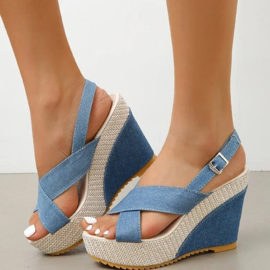 Autumn - Denim-Look Summer Wedges