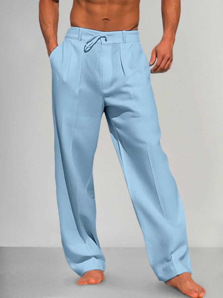 Everett - Straight-Leg Cotton Linen Trousers - Trousers