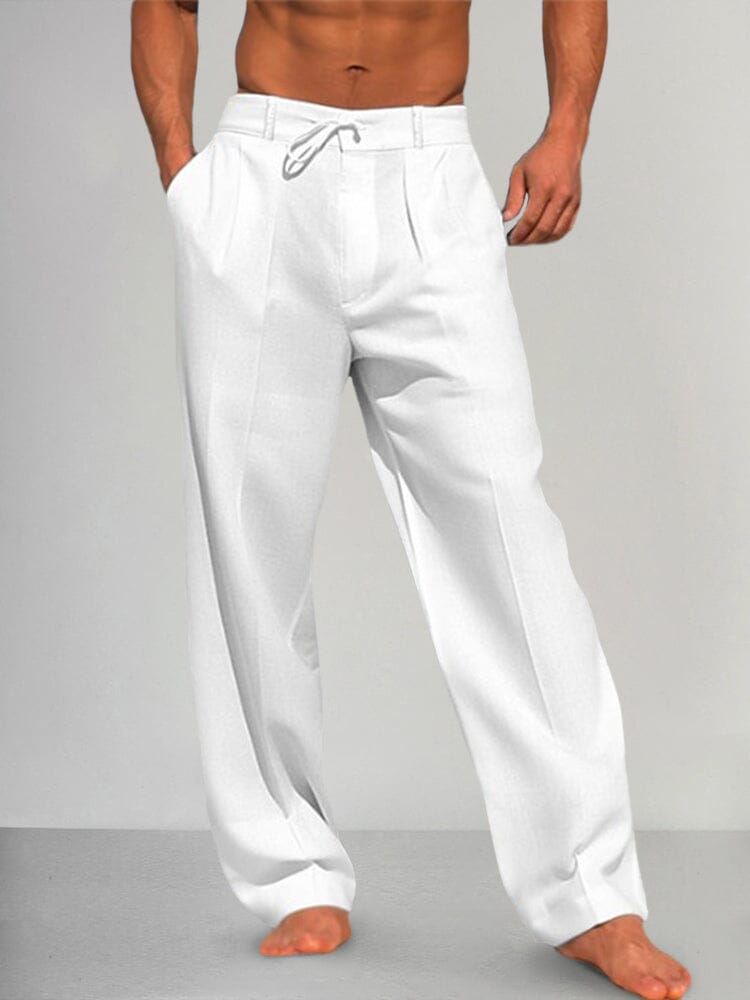 Everett - Straight-Leg Cotton Linen Trousers - Trousers