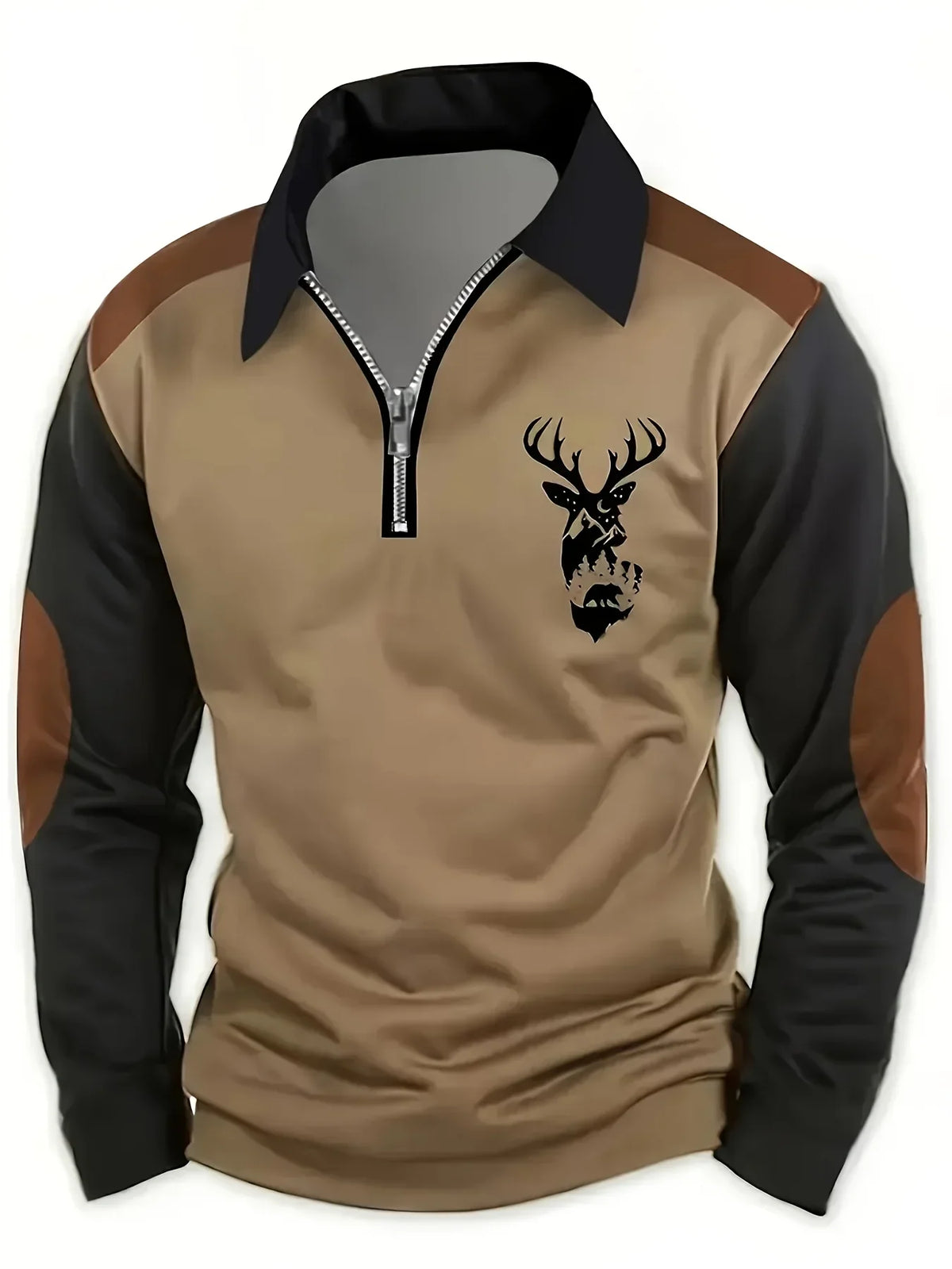 Peter - Deer Print Half-Zip Shirt