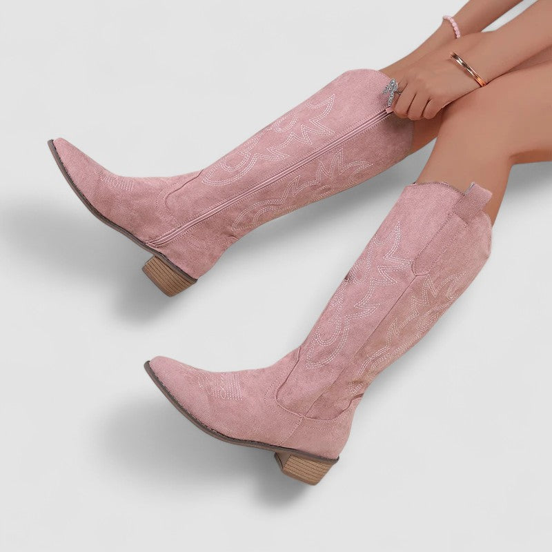 Savannah - Tall Suede Arch-Support Western Boots