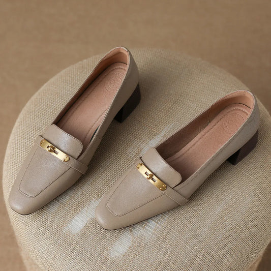 Josée - Gold-Detail Leather Loafers