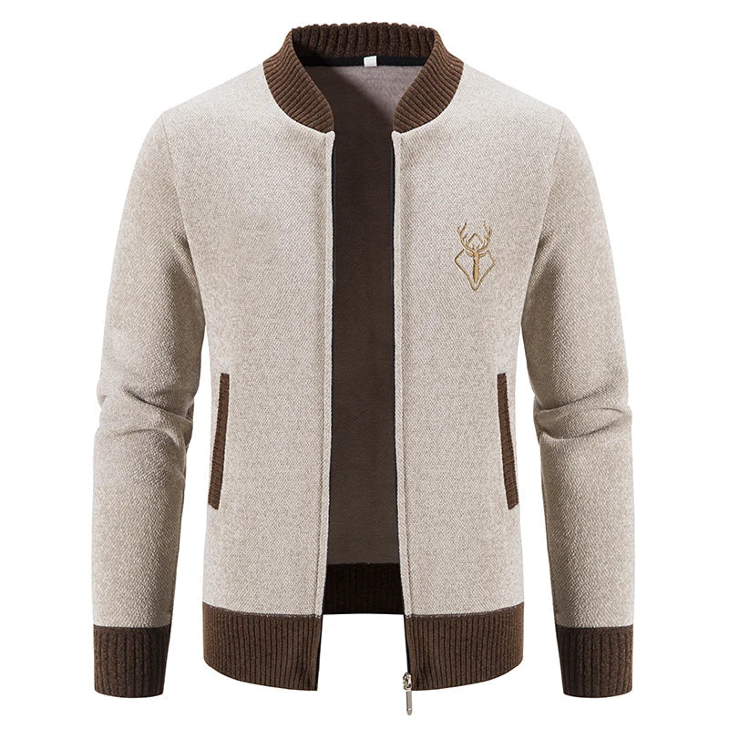 Pierre - Deer Emblem Zip Cardigan