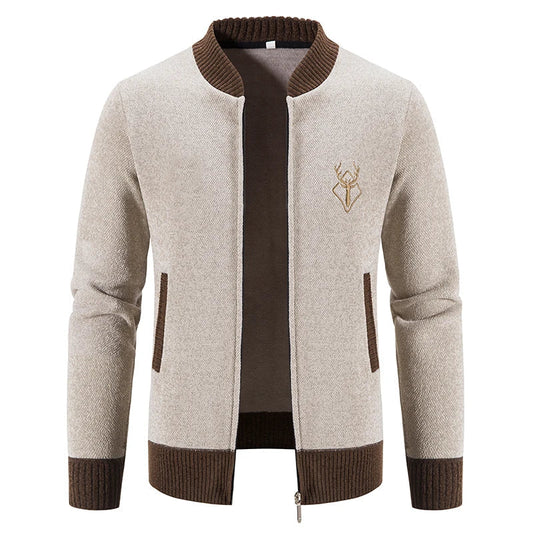 Pierre - Deer Emblem Zip Cardigan