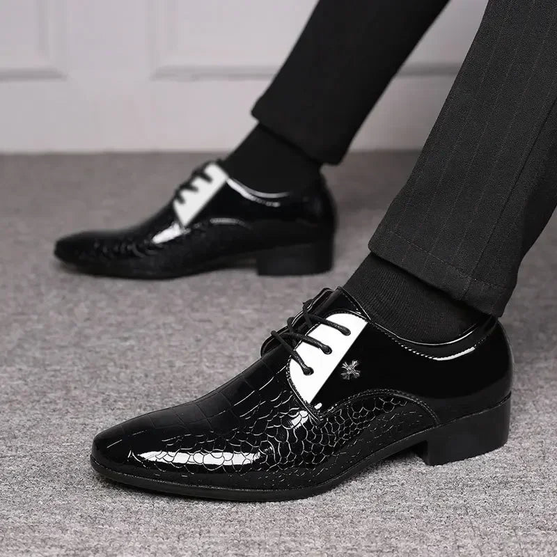 Laurent - Glossy Textured Derby Shoes - view 6