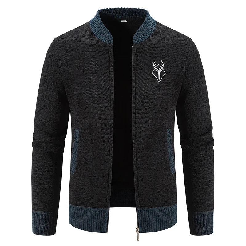Pierre - Deer Emblem Zip Cardigan