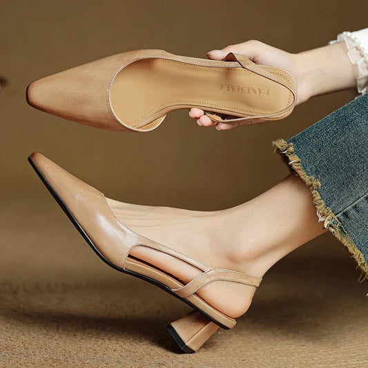 Sarah - Pointed Leather Heels