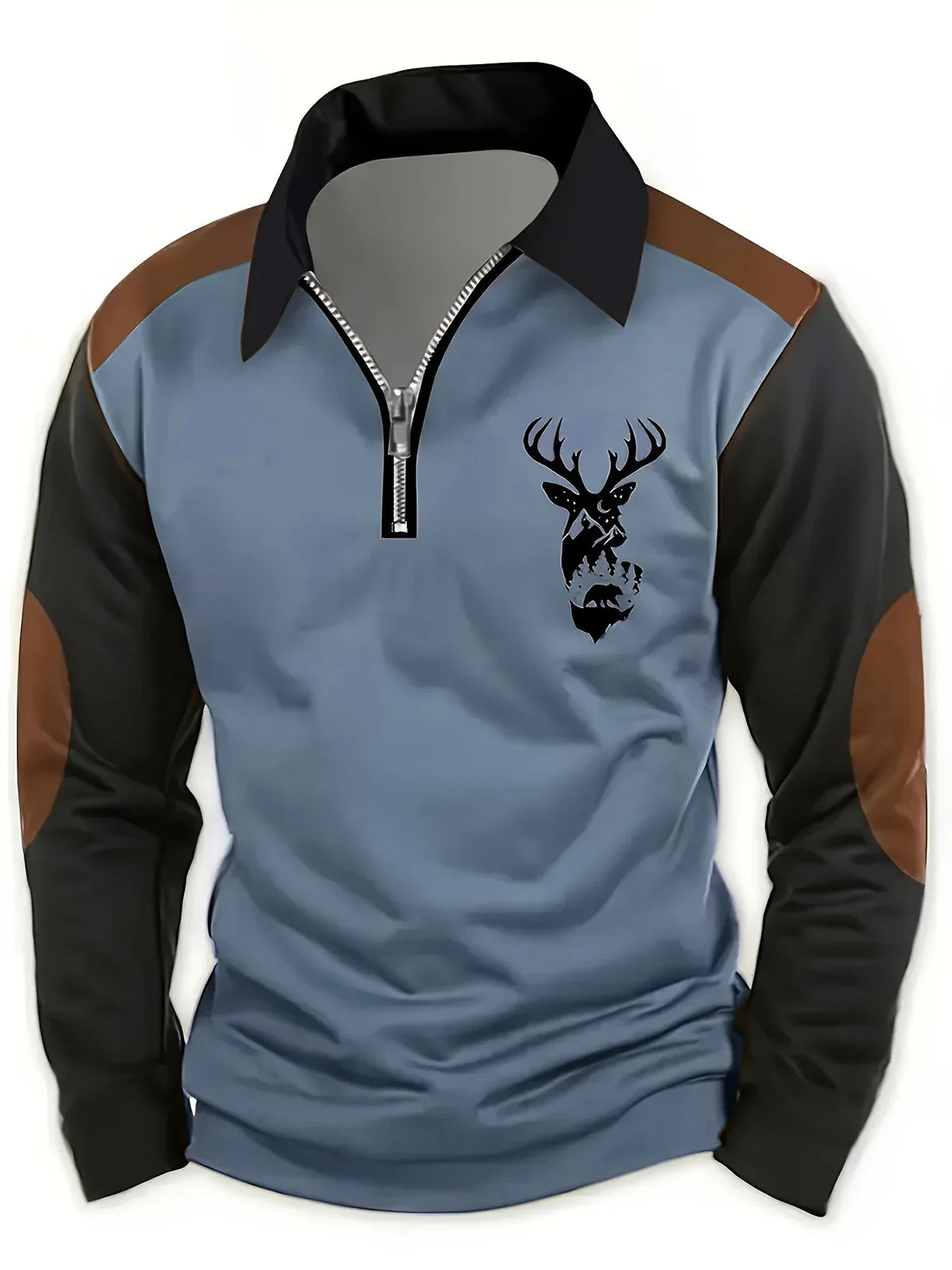 Peter - Deer Print Half-Zip Shirt