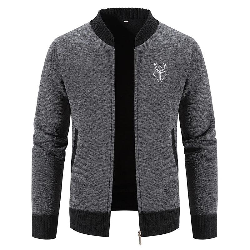 Pierre - Deer Emblem Zip Cardigan
