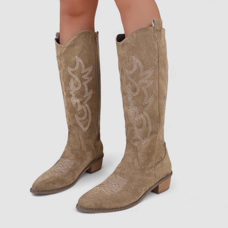 Savannah - Tall Suede Arch-Support Western Boots