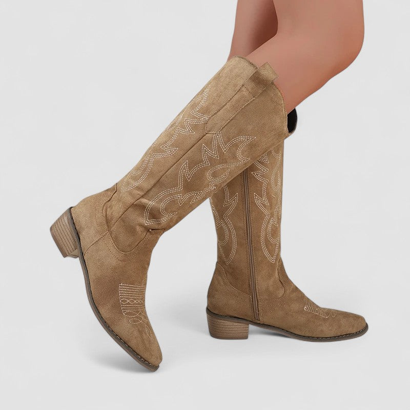 Savannah - Tall Suede Arch-Support Western Boots