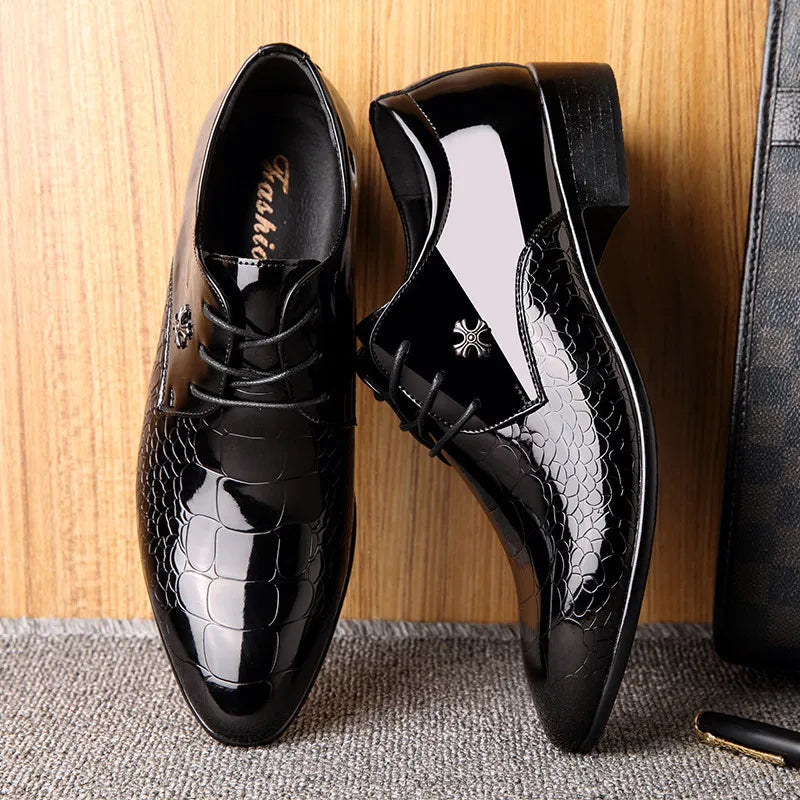 Laurent - Glossy Textured Derby Shoes - view 4