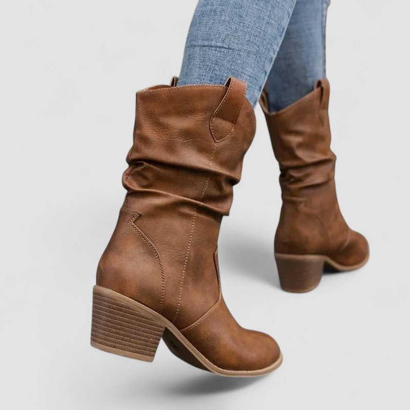 Vivian - Slouch Arch-Support Leather Boots