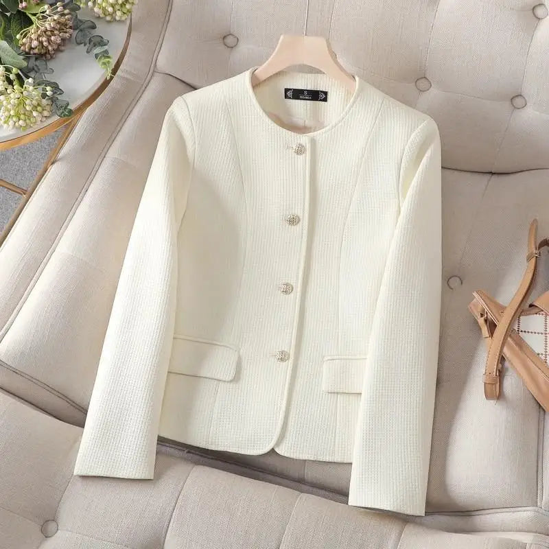 Evelyn - Pearl Button Textured Blazer - view 4