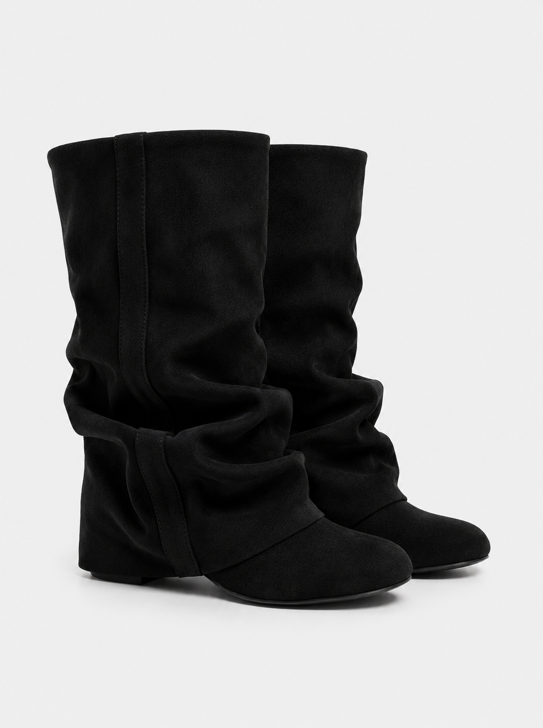 Emilia - Black Slouchy Suede Boots - view 2