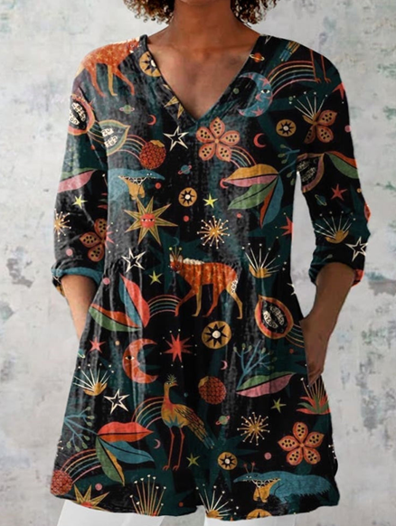 Adeline - Long Blouse with V-Neck