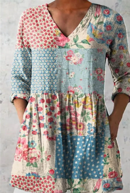 Estelle - Long Blouse with V-Neck