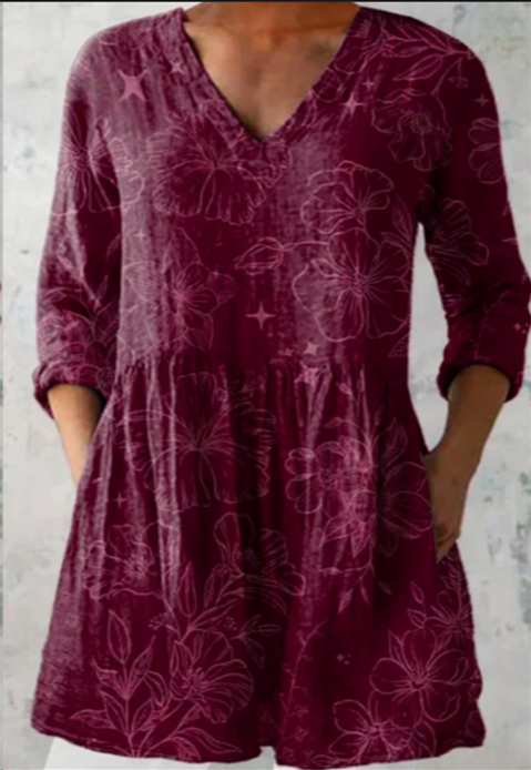 Florence - Long Blouse with V-Neck